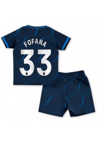 Chelsea Wesley Fofana #33 Jalkapallovaatteet Lasten Vieraspeliasu 2023-24 Lyhythihainen (+ Lyhyet housut)
